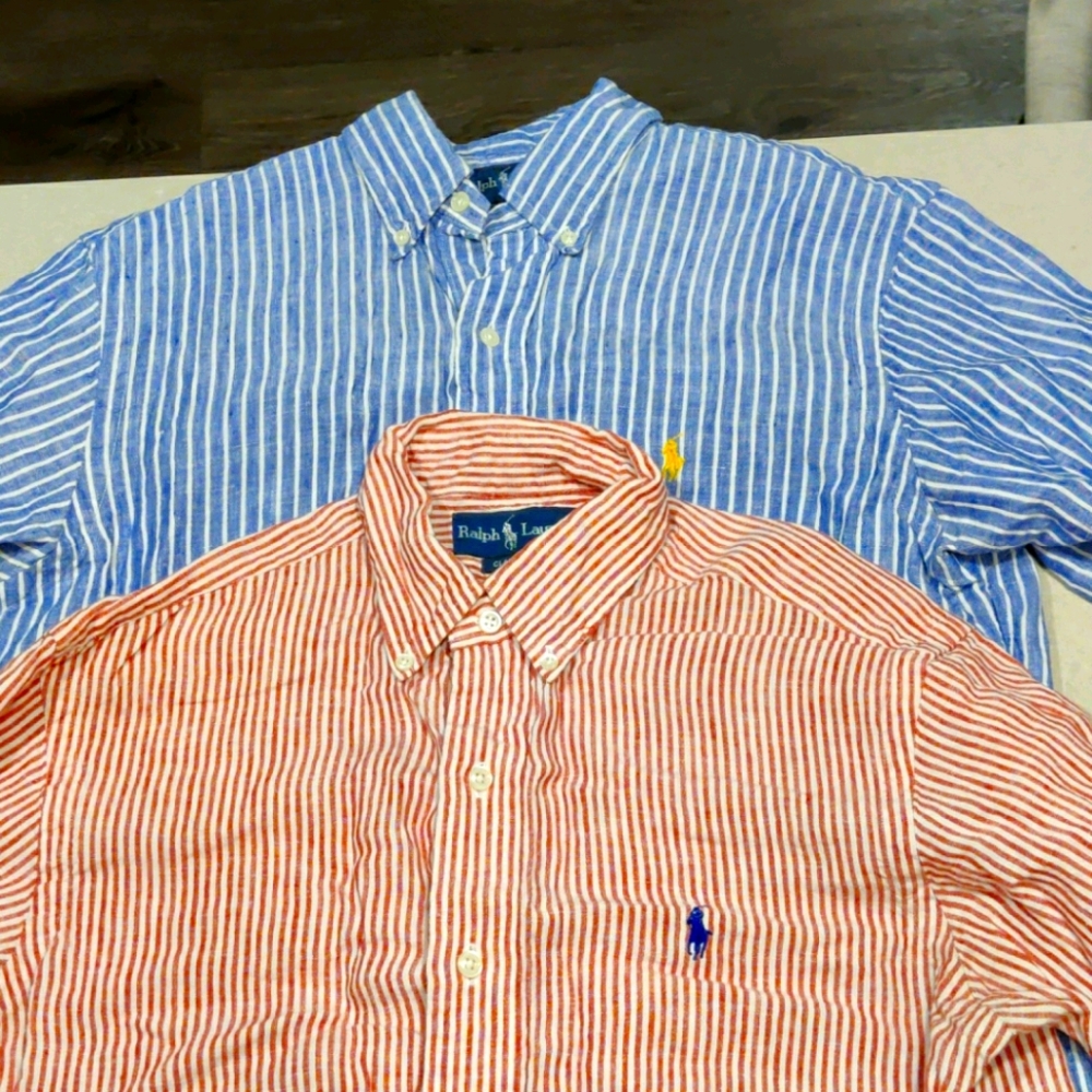 Two Linen Ralph Lauren Long Sleeve Shirts